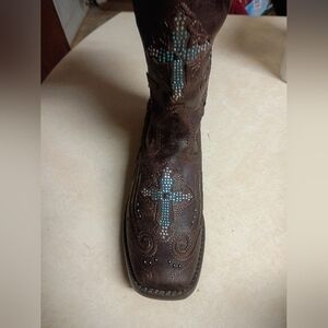Roper Brown Women's Boot with Turquoise Accents